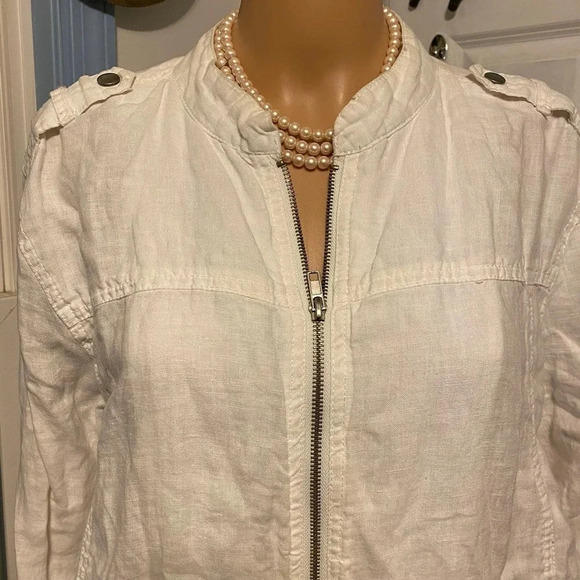 Heritage 1981 100% Linen Full zip Jacket Women Size L pockets - Picture 6 of 9